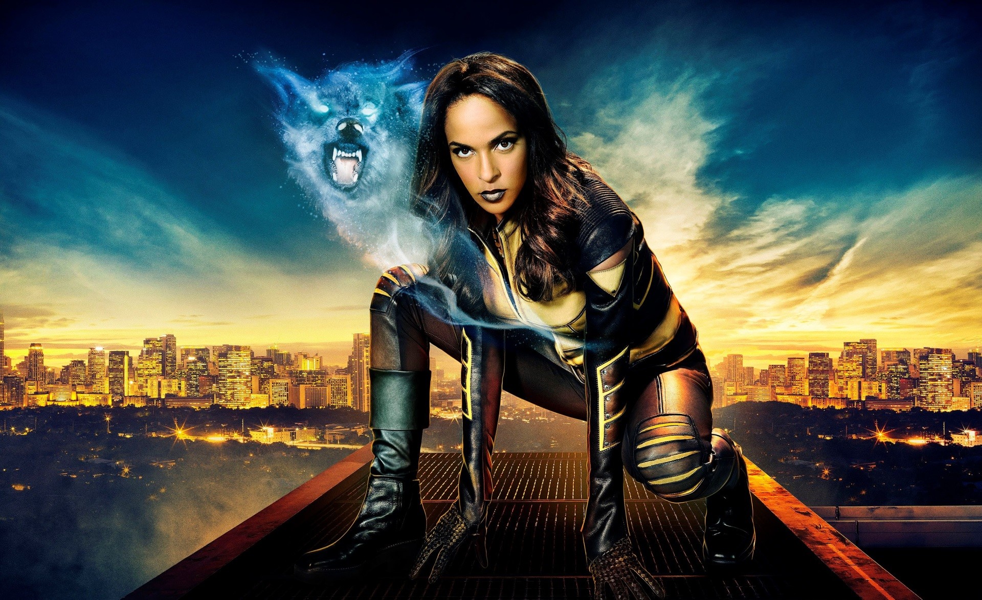 Vixen (DC), Mari McCabe, Arrow, Spirit animals, City skyline, Full HD, Windows 11 wallpaper