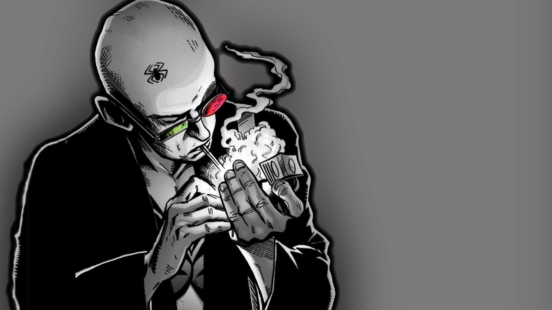 Gangster, Cash, Illustration, Grey background, Full HD, Windows 11 wallpaper