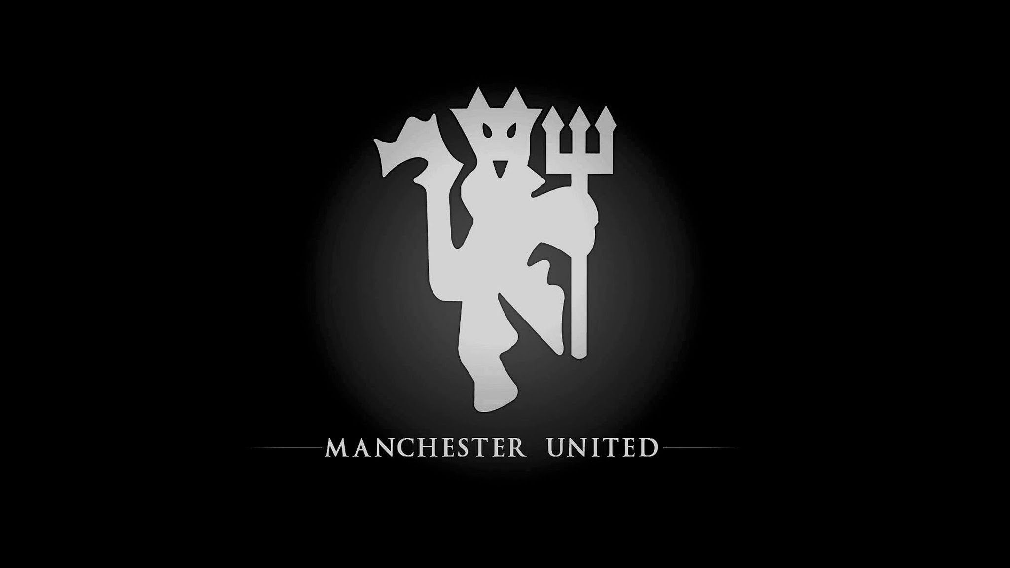 Manchester United F.C., Red Devil, Silhouette, Black background, Minimalist, desktop wallpaper