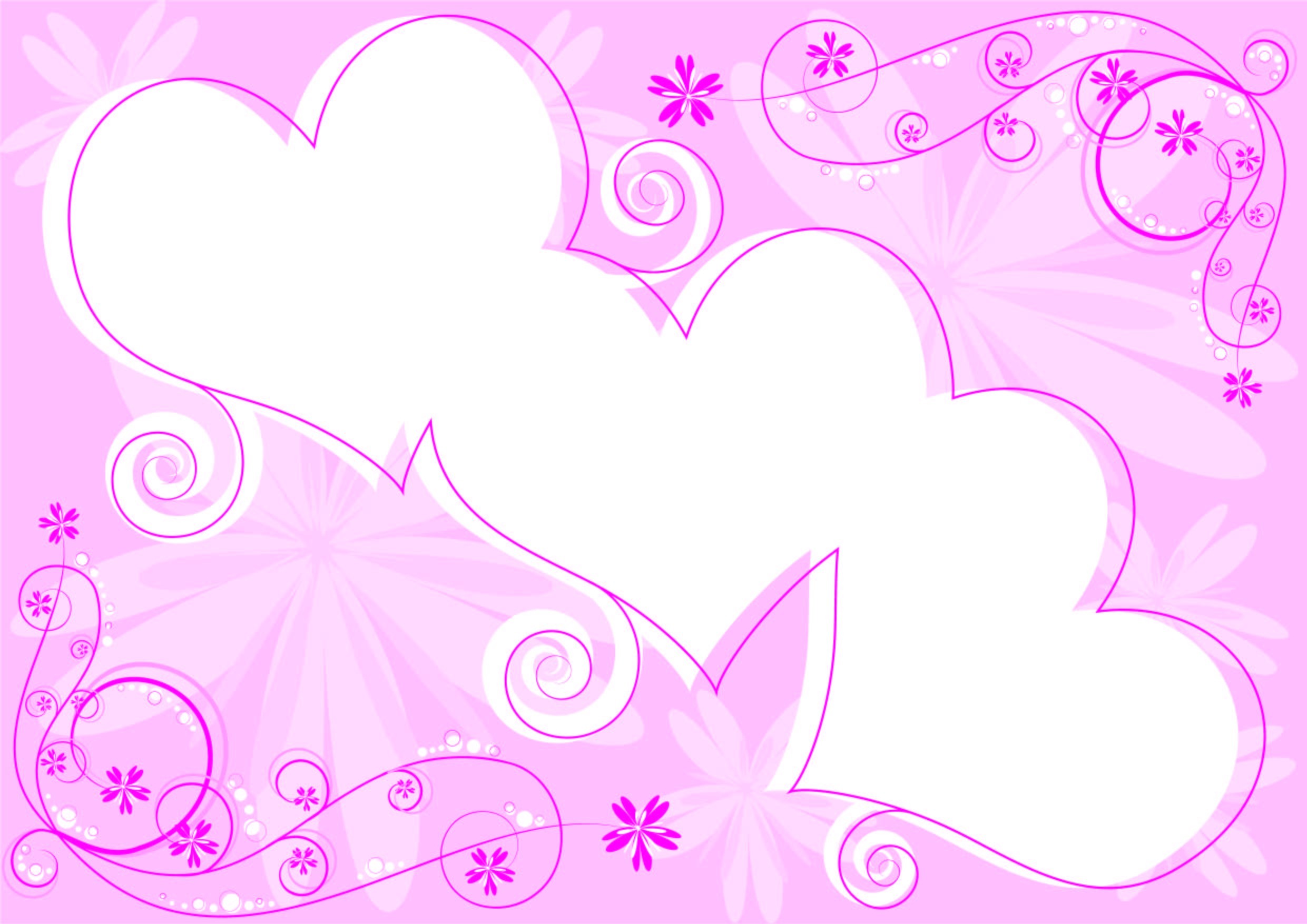 Floral frame, Heart frame, Swirls, Lilac, Pink, Full HD, laptop background