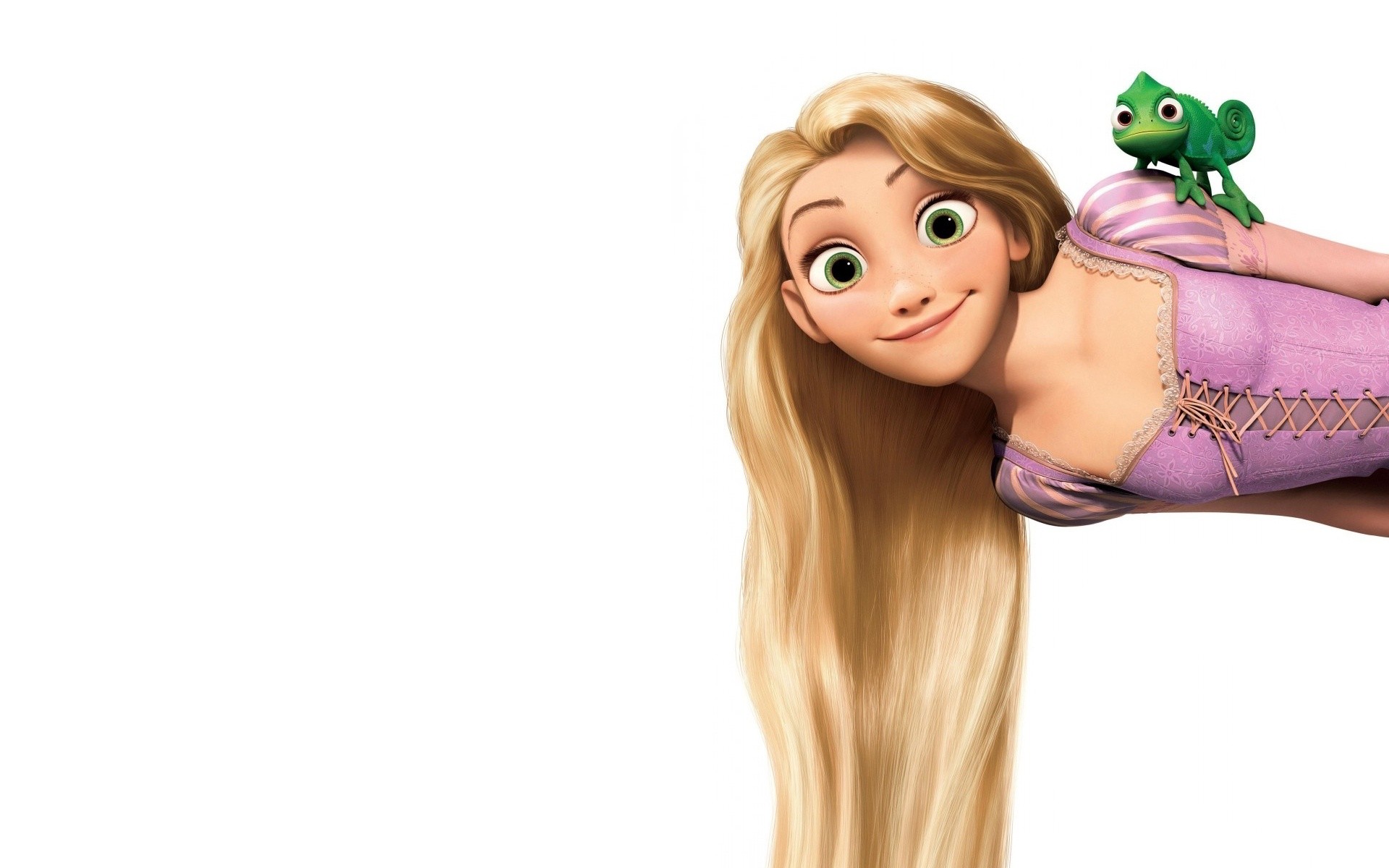 Rapunzel, Pascal, Tangled, White background, 1920x1200, MacBook Pro wallpaper