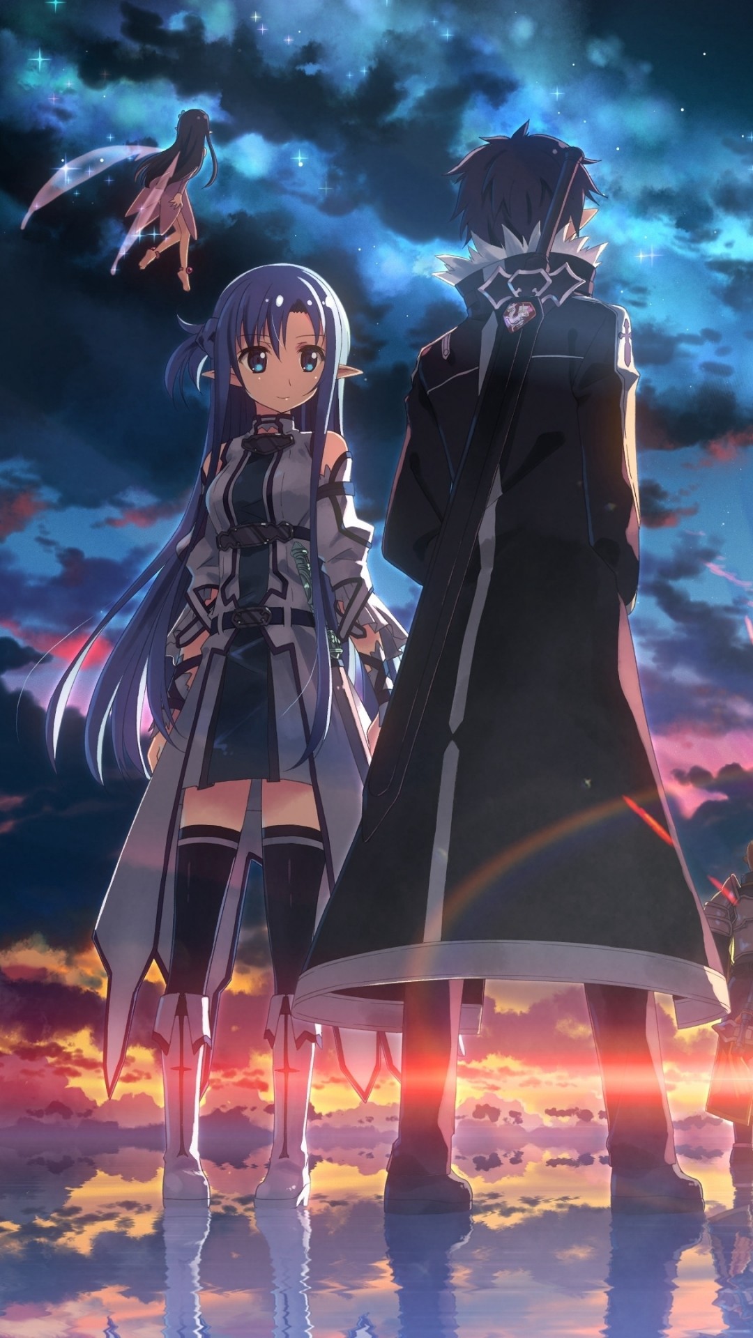 Sinon, Kirito, Sword Art Online II, Sword Art Online, Sunset, 1080x1920, iPhone lock screen