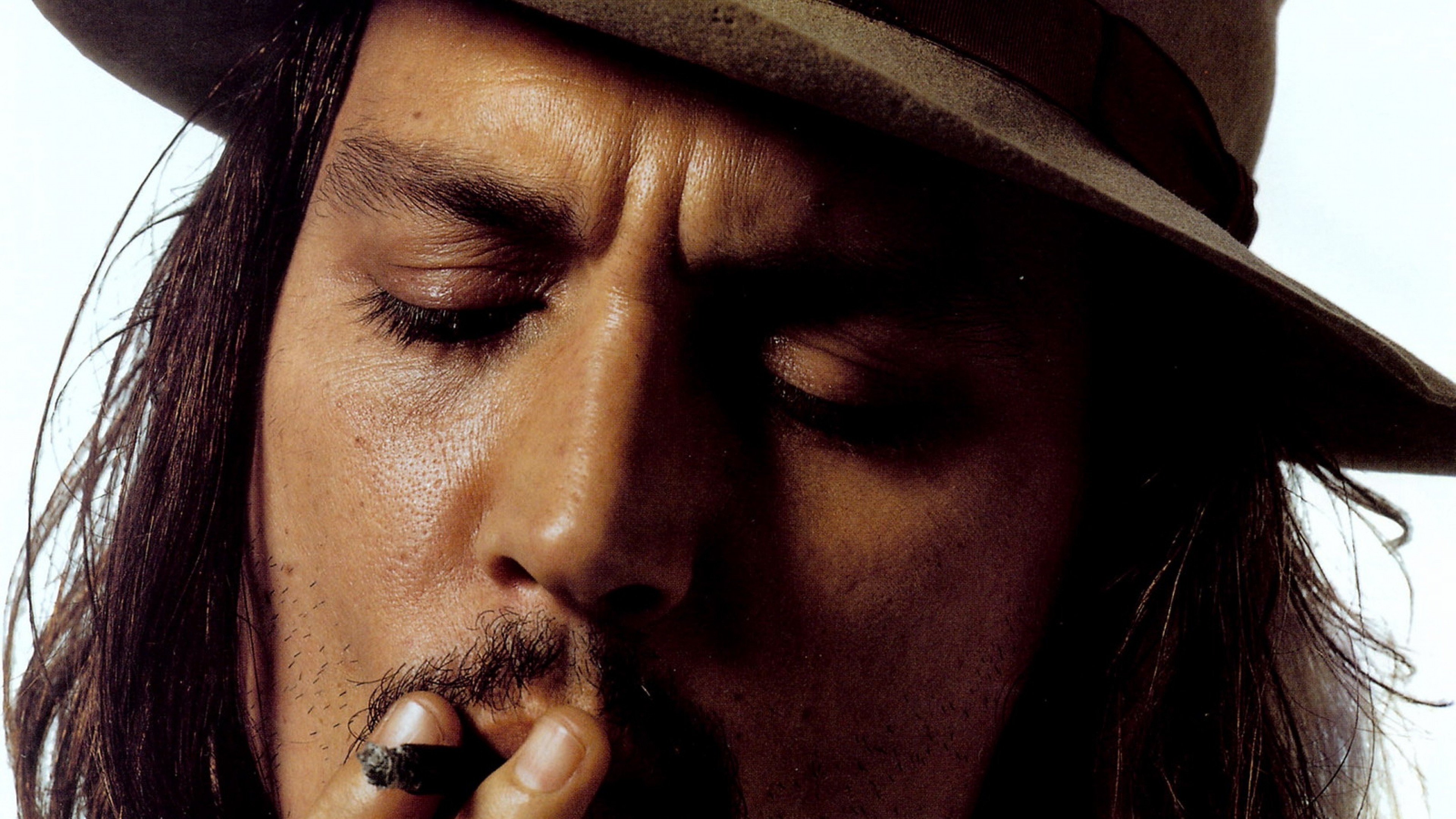 3840x2160 Preview wallpaper <b>johnny</b> depp, cigarette, face, eyes, mustache 38...