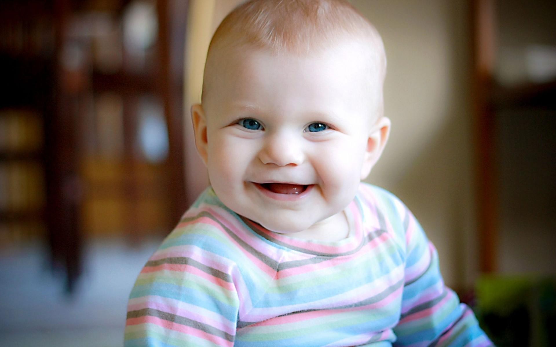 Baby boy, Smiling, Striped sweater, Bokeh, 1920x1200, PC wallpaper