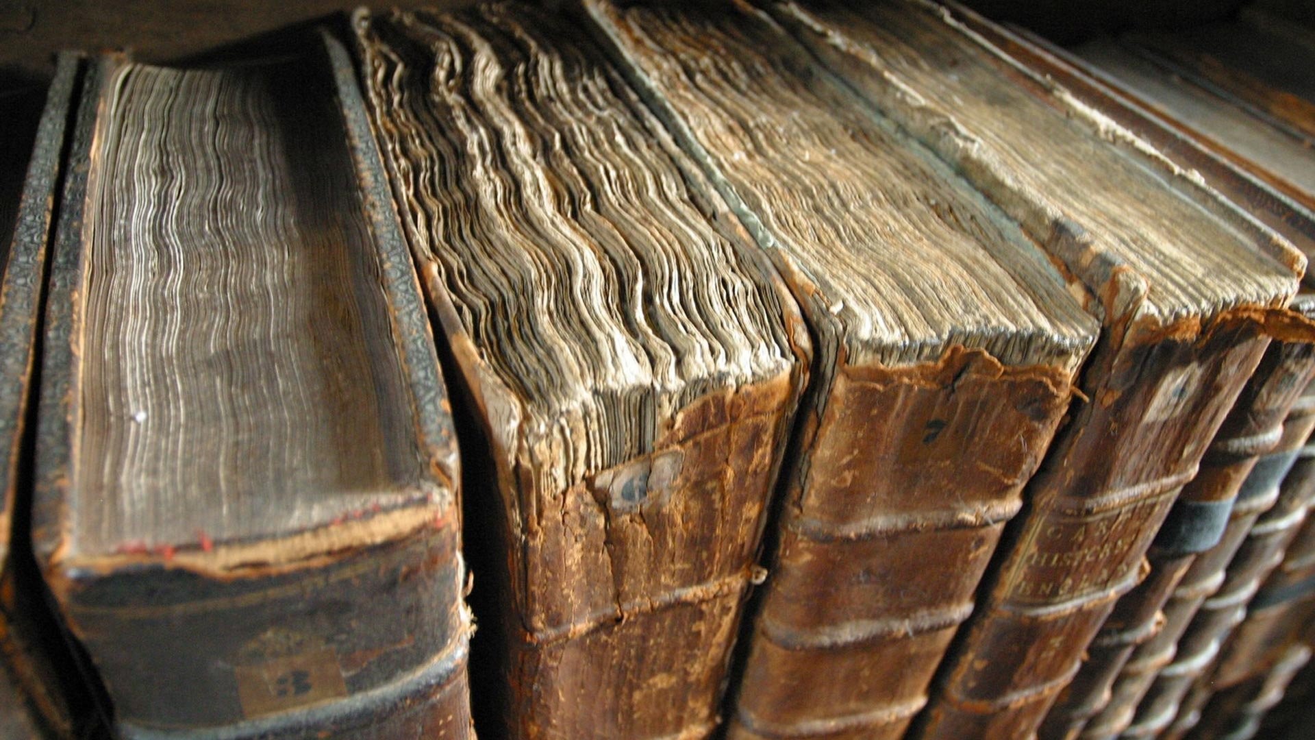 Antique books, Leather-bound books, Book spine, Old book, Close-up, 1080p desktop wallpaper