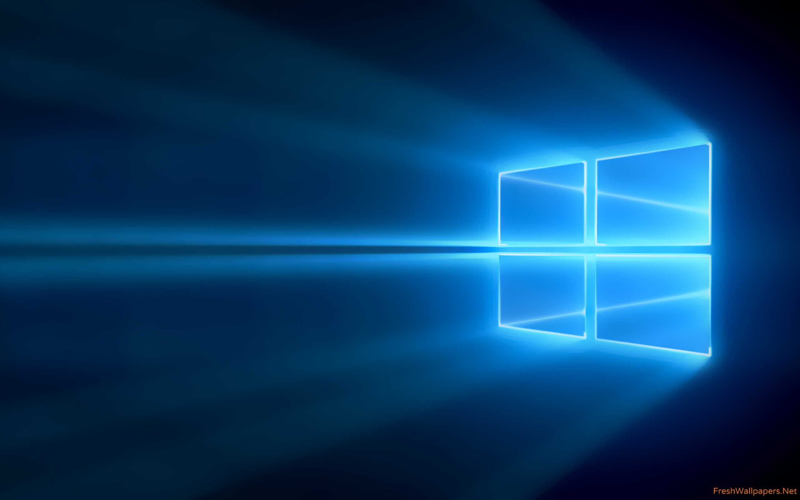 Windows Server 2016, Windows logo, Microsoft, Blue light beams, Dark blue, 2K desktop wallpaper