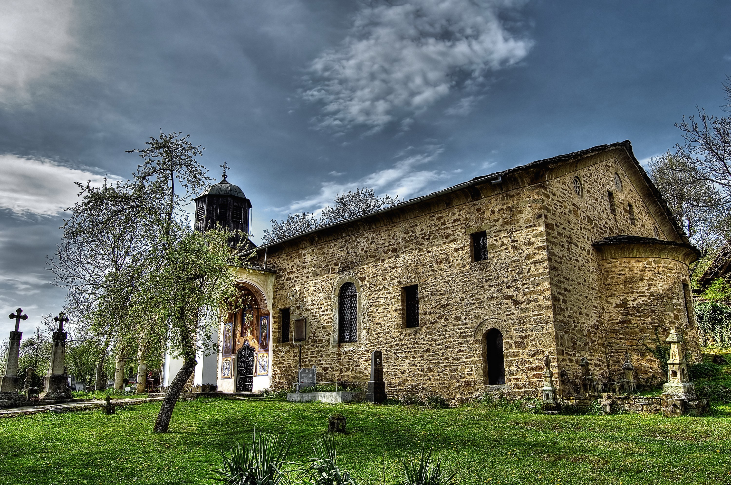 Bulgaria, Stone church, Orthodox church, Cloudy sky, HDR, 2K, Windows 11 wallpaper