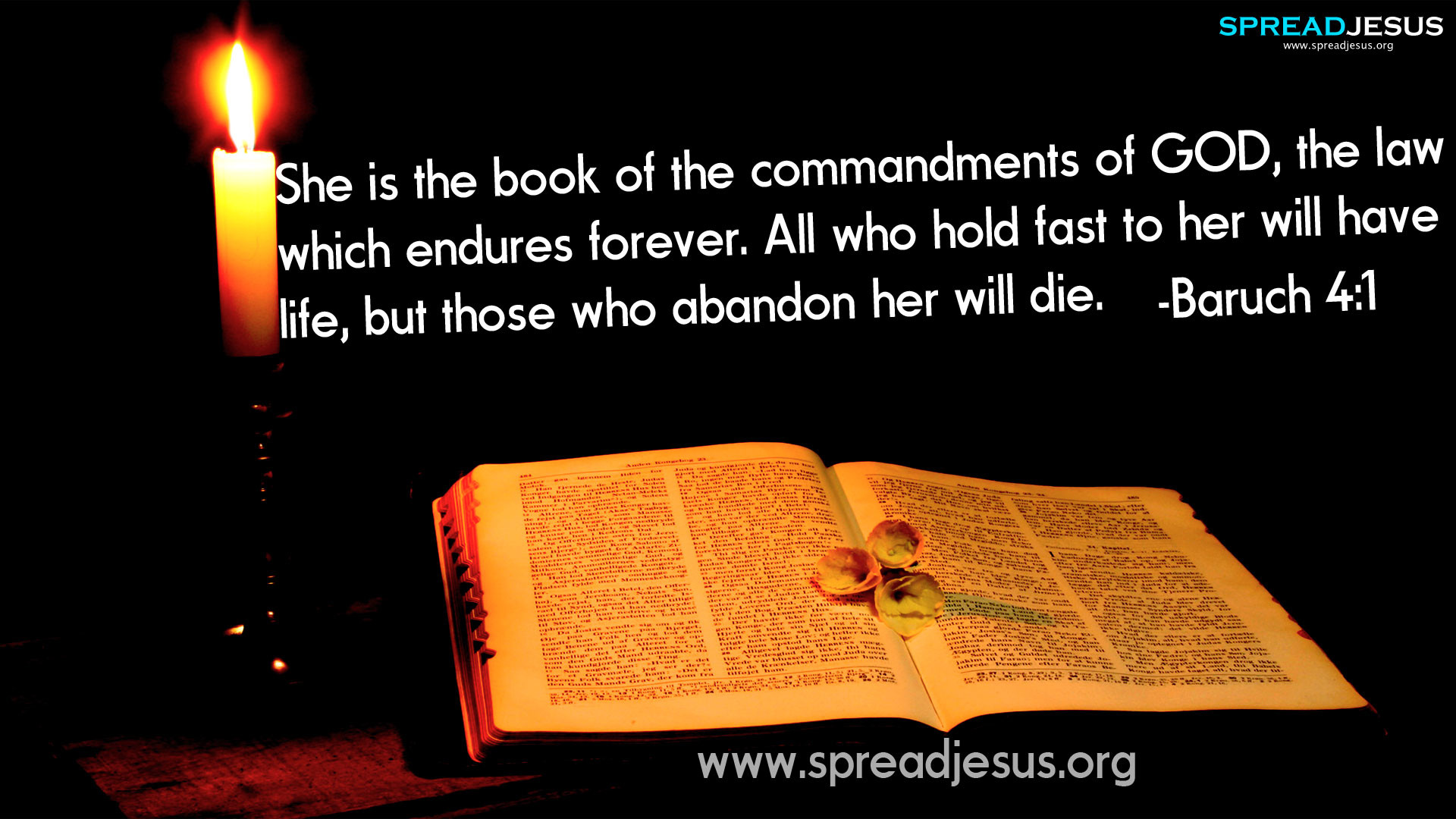 Book of Baruch, Bible verse, Open Bible, Candle, Lit candle, Christianity, Windows 11 wallpaper