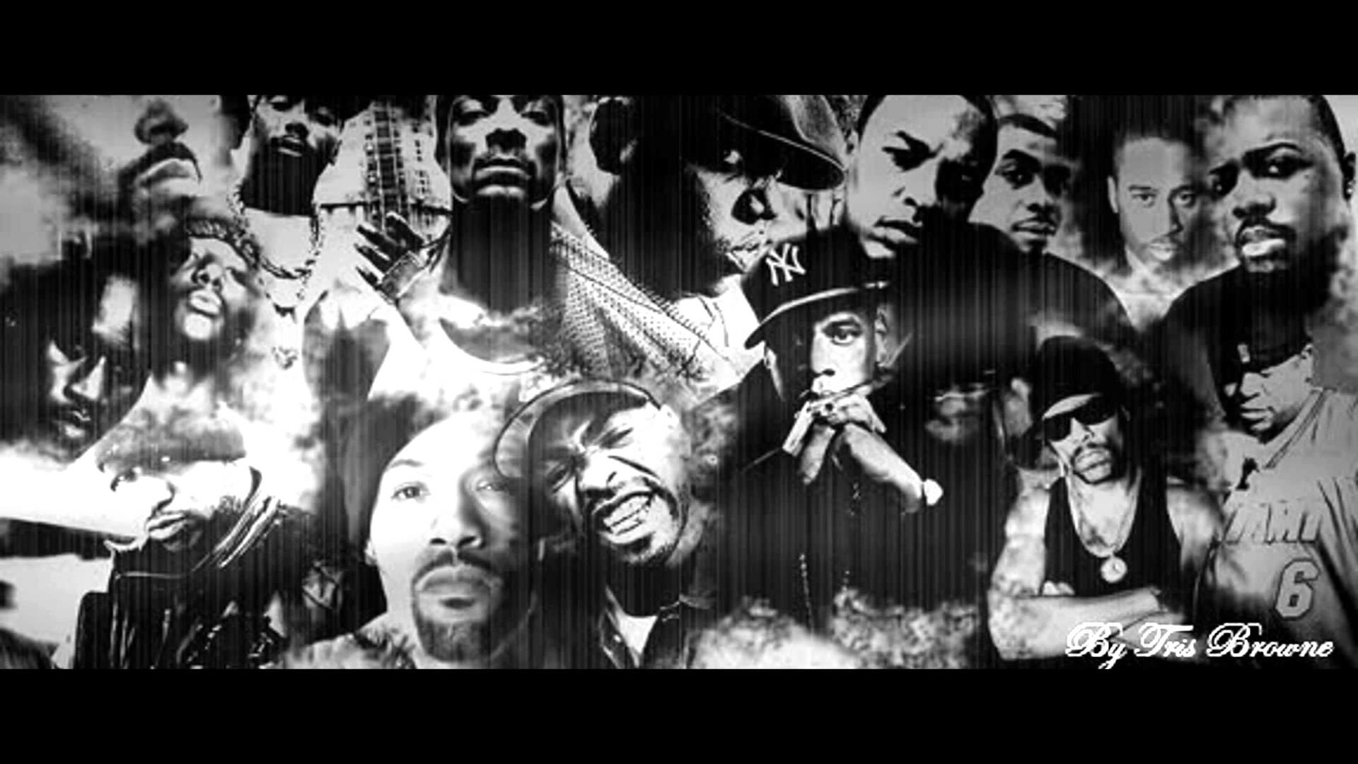 The Notorious B.I.G., Hip hop collage, Rappers, Black and white, 1920x1080 PC wallpaper