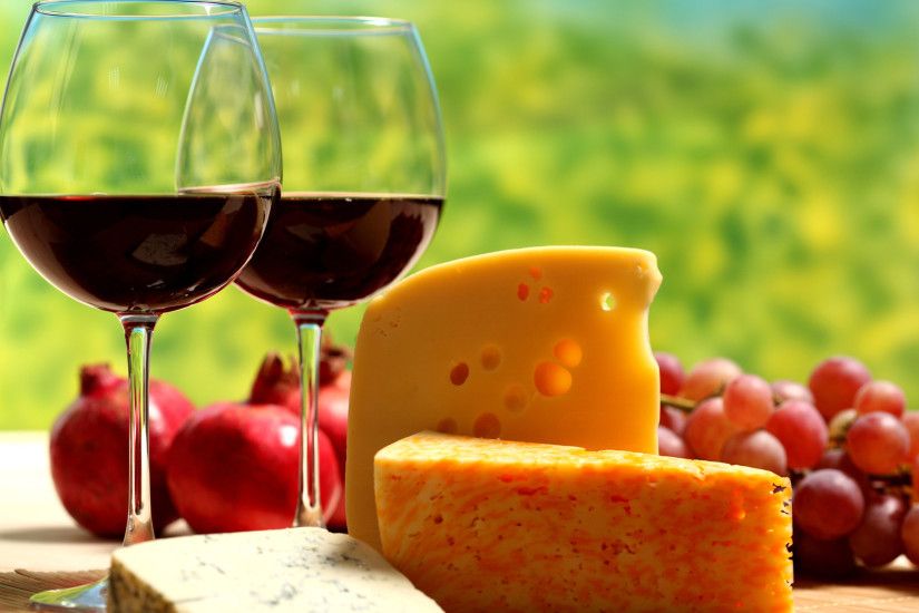 Red Wine Glasses And Cheese