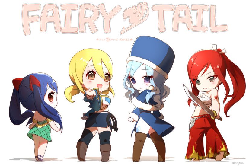 chibi anime girls fairy tail wendy marvell, lucy heartfilia, juvia lockser  and erza scarlet