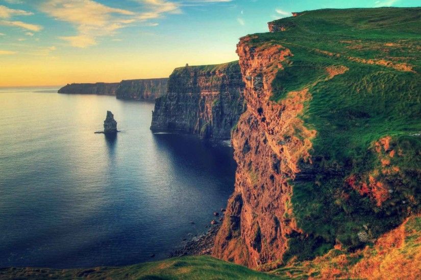 Sea Ocean Cliffs Water Landscapes Rocks Ireland Nature Sunset Shorelines  Waterscapes Moher HD Desktop Wallpapers Of