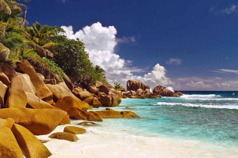 Beaches Nature Seychelles Islands Rocks Trees Corner Sand HD Wallpapers Big  Size