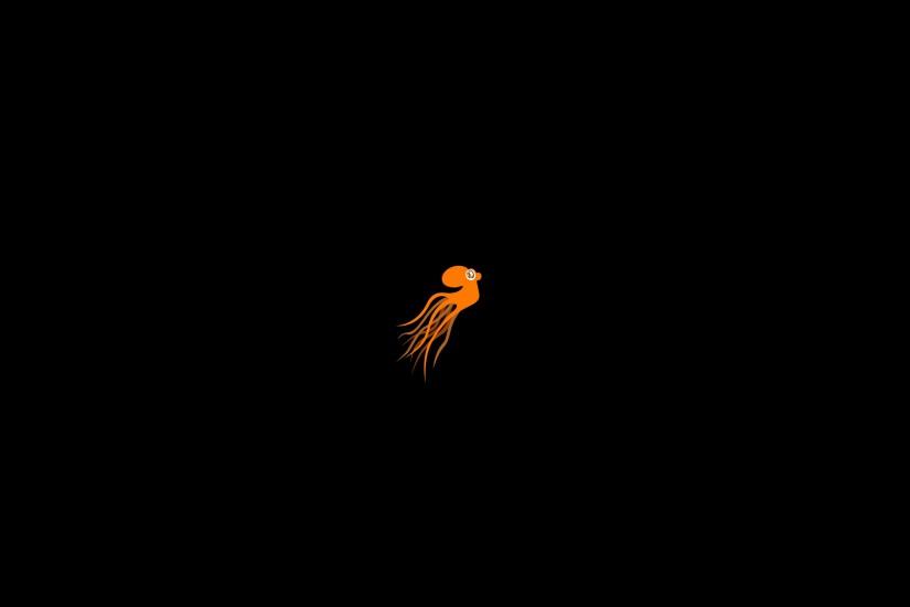 Orange squid, black background