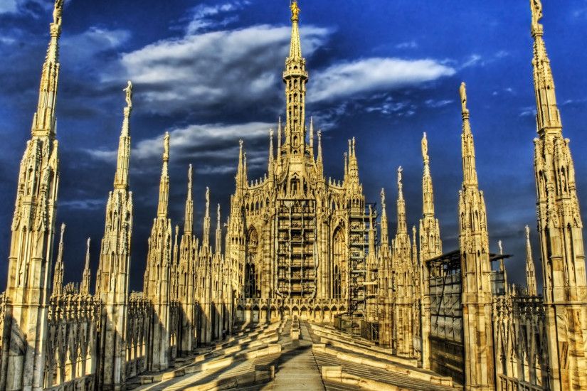 3840x2160 Wallpaper gothic cathedral, milan, architecture, sky