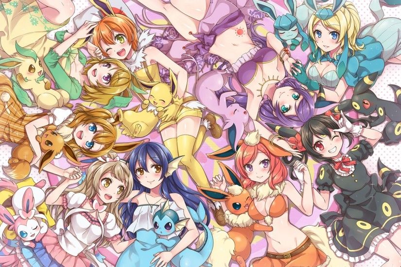 Anime Girls, Pokemons, Dress, Flareon, Glaceon