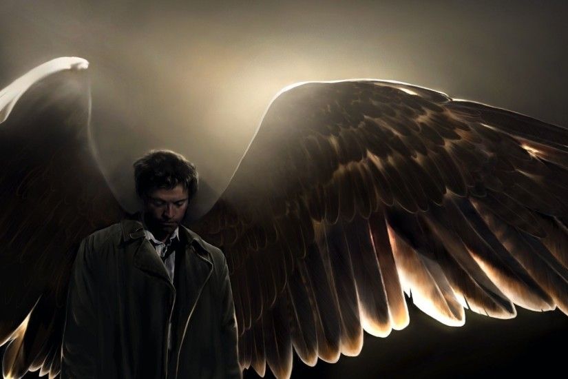 Castiel, #drawing, #Supernatural, #artwork, #wings, ...