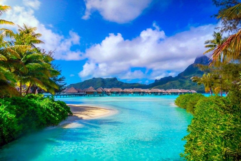 Bora Bora, French Polynesia, Nature, Landscape, Beach, Sea, Palm Trees,  Island, Resort, Summer, Tropical, Mountain Wallpapers HD / Desktop and  Mobile ...