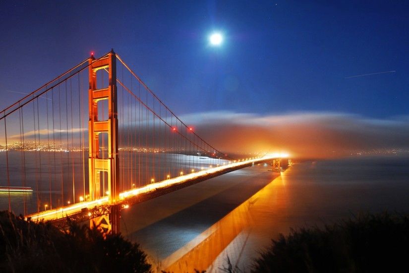 San Francisco Bridge Night Lights wallpaper