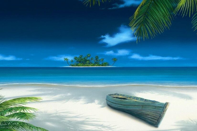 3D Beach Ocean Island Desktop Wallpaper Nature