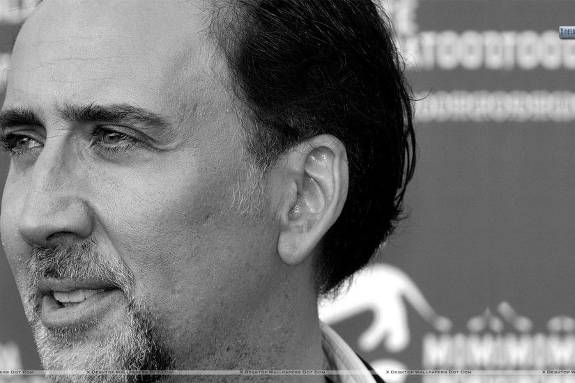 Nicolas Cage Face Side View Black N White