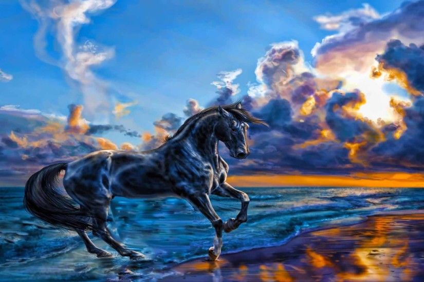 1920x1200 Horse nature sea sky wallpapers beauty beach mighty animals  beautiful.