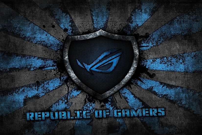 asus logo asus gamer republic of gamers brand blue grey rog background