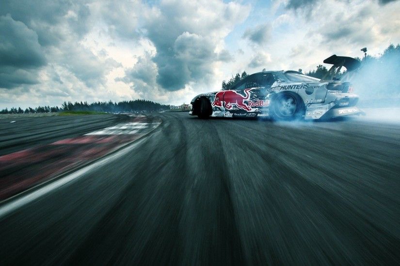 Drift Drifting Cars Mad Mike Mazda RX7 Red Bull Smoke