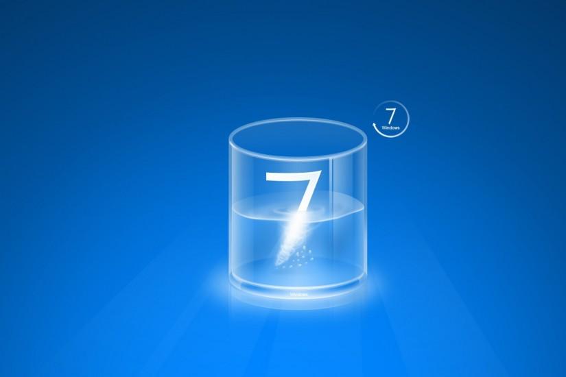 Preview wallpaper windows 7, glass, water, crystal, blue, white 1920x1080