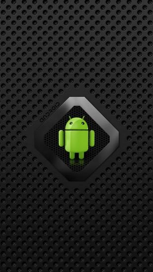 Android logo on carbon dot pattern image.