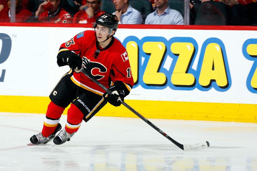 CALGARY, AB - APRIL 9: Johnny Gaudreau #13 of the Calgary Flames skates
