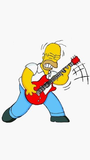Homer Simpson Guitar Cartoon Illustration Art iPhone 8 wallpaper