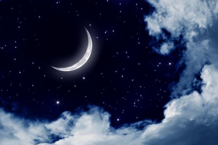 moonlight wallpaper, moon, night, nature, landscape, clouds, stars .