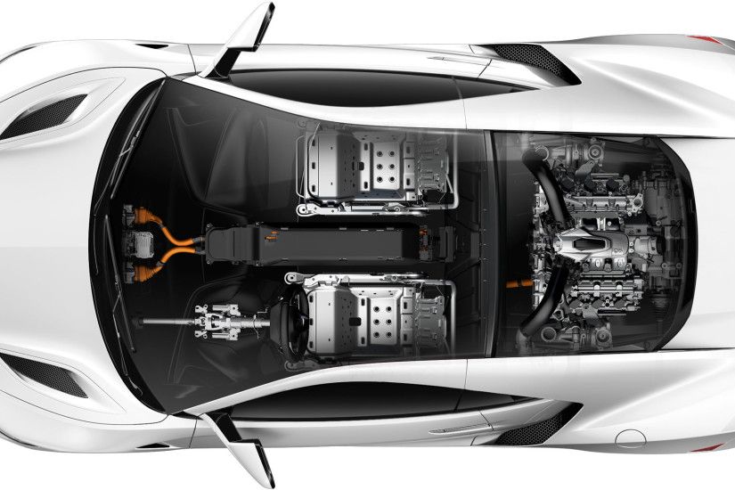 Performance Car of the Year Acura NSX x-ray view revealing internal systems.