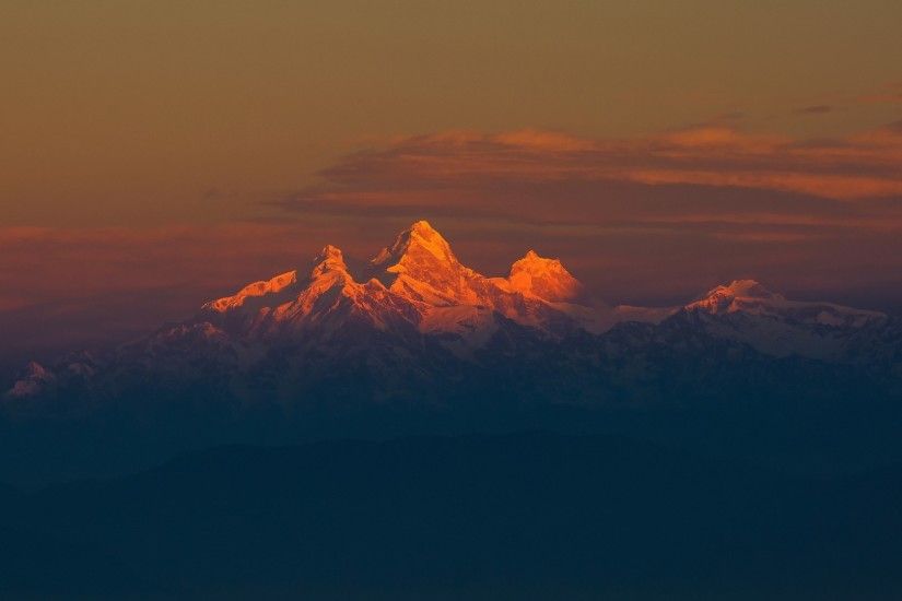 1920x1080 Wallpaper mountain range, himalayas, mountains, sky, fog