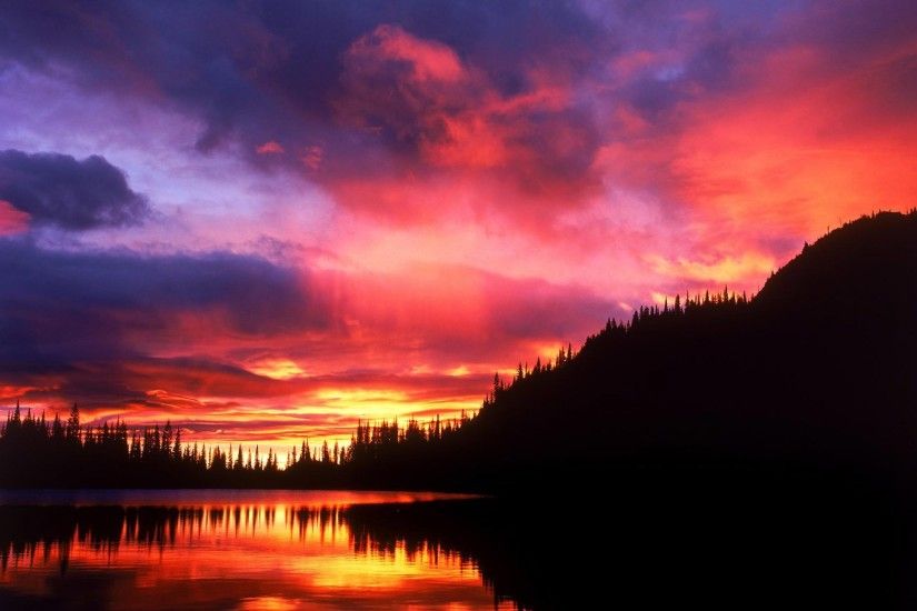 Earth - Sunset Colors Reflection Sky Cloud Wallpaper