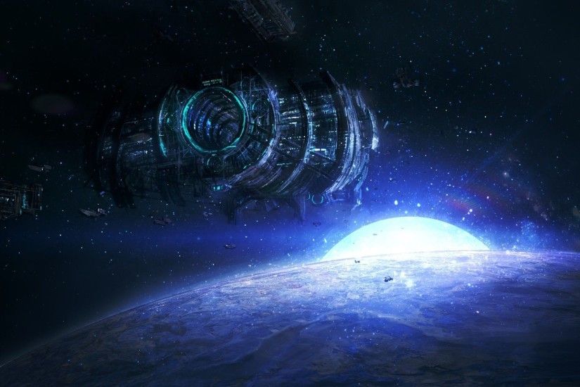 Sci Fi - Space Station Fantasy Earth Wallpaper