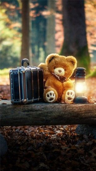 Forest Cute Bear Suitcase Lovely #iPhone #6 #plus #wallpaper