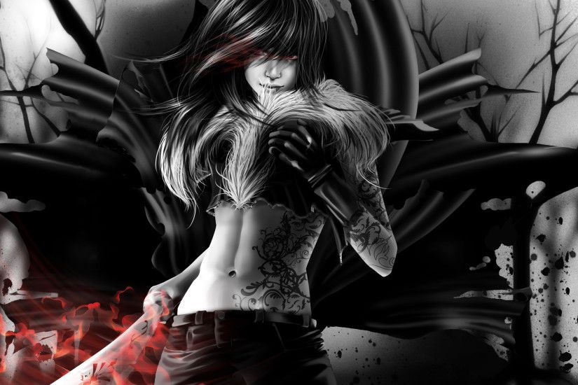 Art Vampire Vampire Girl Sword Black And White Tattoo Gloves Piercing Fur  Tattoo Pattern Fantasy Dark Wallpaper At Dark Wallpapers
