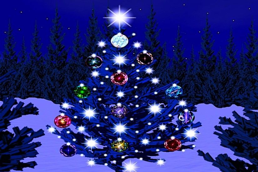 Blue Christmas Tree Lights Wallpaper