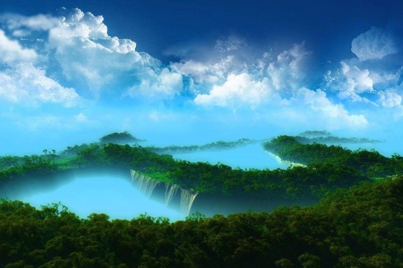 Wallpapers Backgrounds - waterfall forest amazing nature wallpapers  smartmobizone 1920x1080