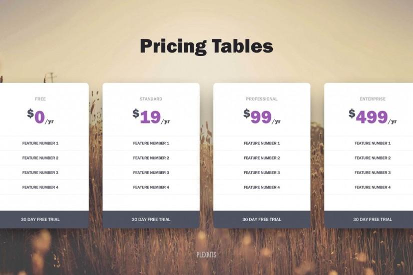 ... Pricing Table Image Background PPT ...