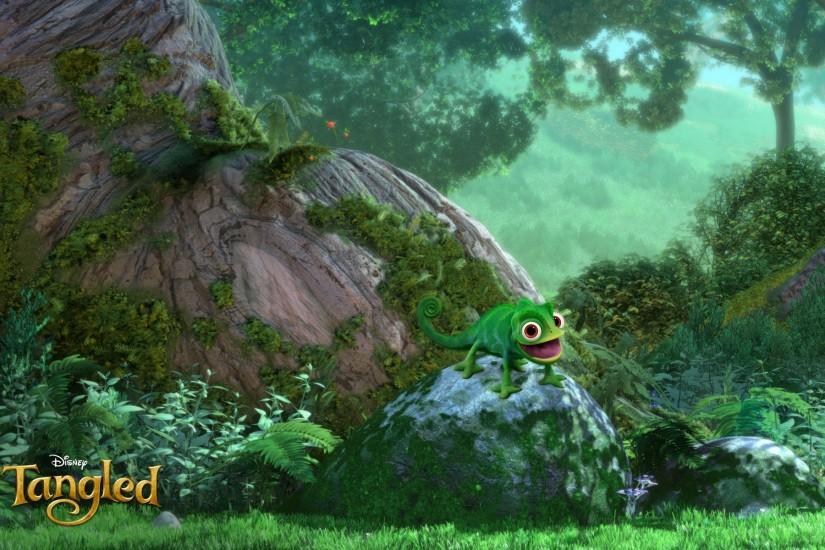 Pascal the chameleon lizard reptile perching on a rock from Disney's CG  animated movie Tangled wallpaper