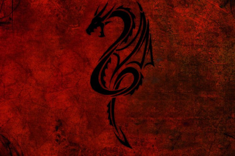 Preview wallpaper dragon, pattern, red, black 2048x2048