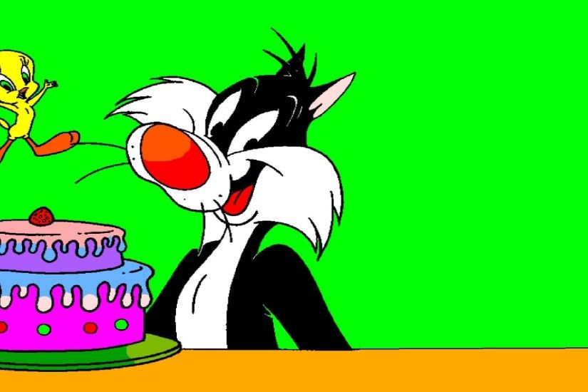 Tweety Bird Sylvester Cat And Delicious Cake | Cartoon Coloring Pages
