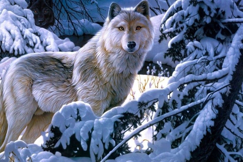 Black and white Wolves wallpaper - Artistic wallpapers - #29887