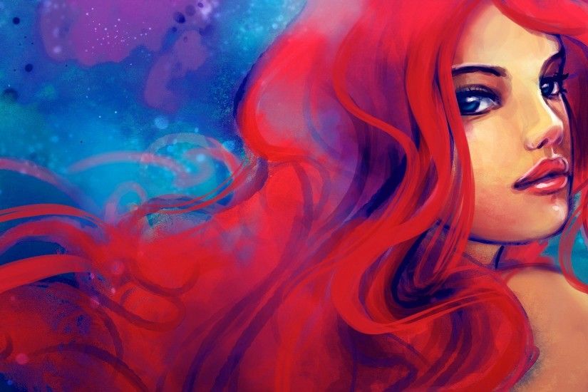 artwork, Redhead, Women, Mermaids, Disney, Alicexz, The Little Mermaid  Wallpaper HD
