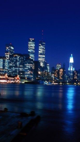 2160x3840 Wallpaper twin towers, new york, world trade center, skyscrapers,  river,