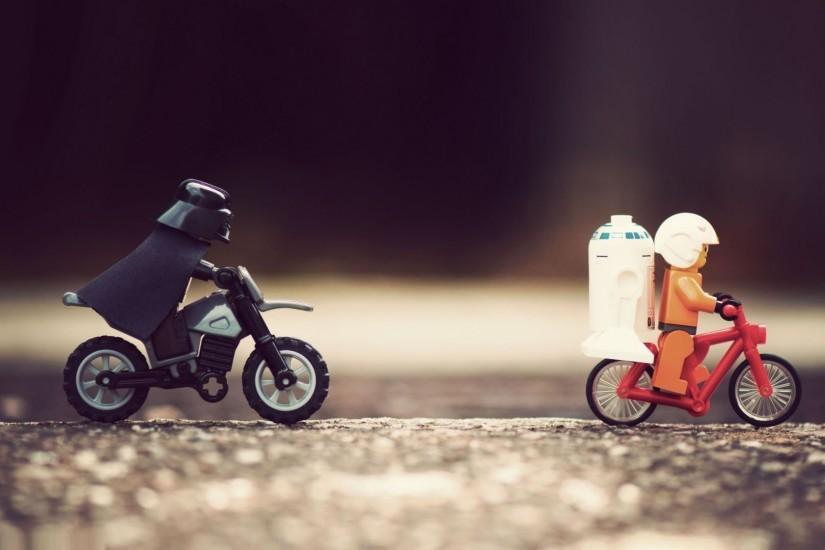 Darth Vader Chasing Luke And R2-D2 On Bikes Wallpaper