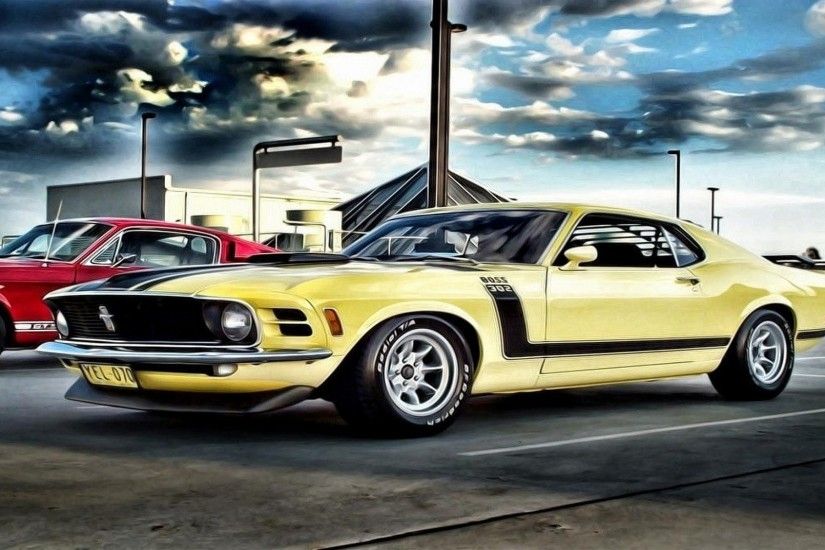 Ford Mustang, Car, Boss 302, Muscle Cars, Drawing Wallpapers HD / Desktop  and Mobile Backgrounds